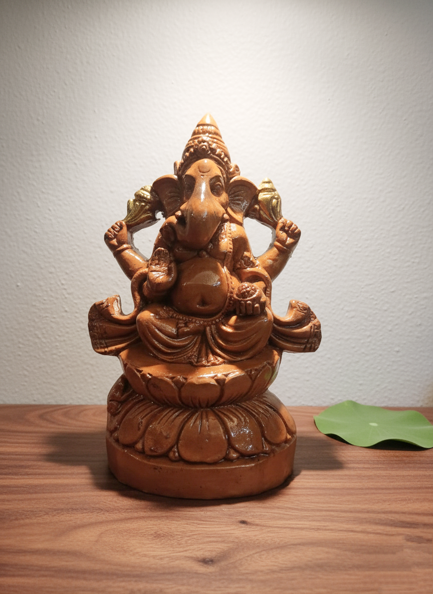 Earthen Clay Ganpati Statue for Home Temple/Decor