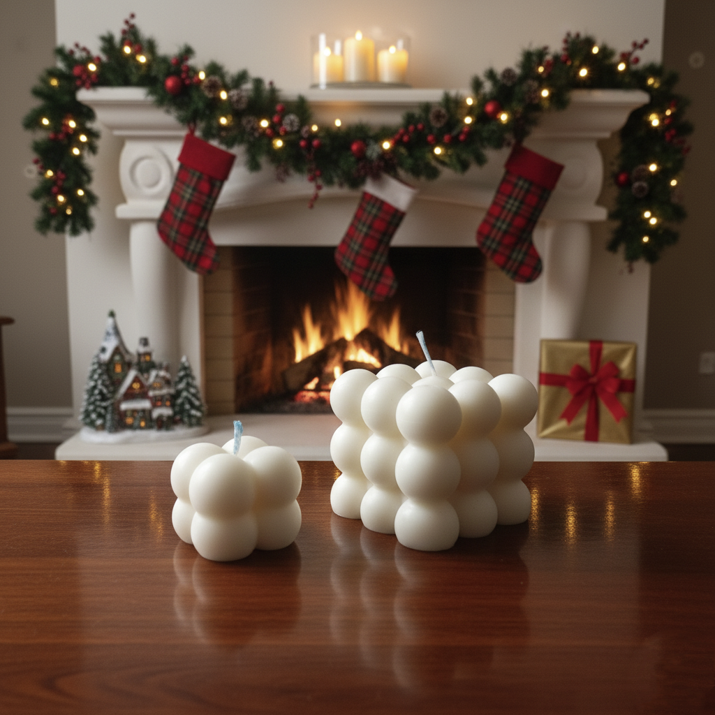 Aura Bubble Cube Candle Set (Duo) (or) Modern Geometric Soy Wax Candle