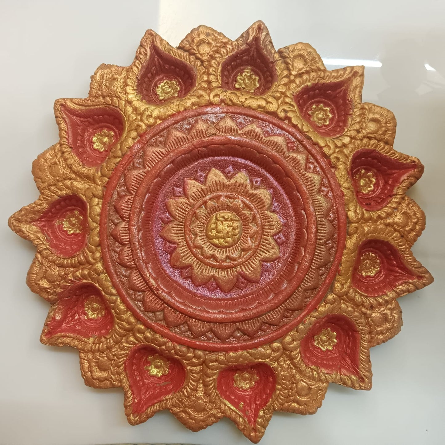 Handmade Terracotta Diya Thali | Festive Home Decor Lamp Plate