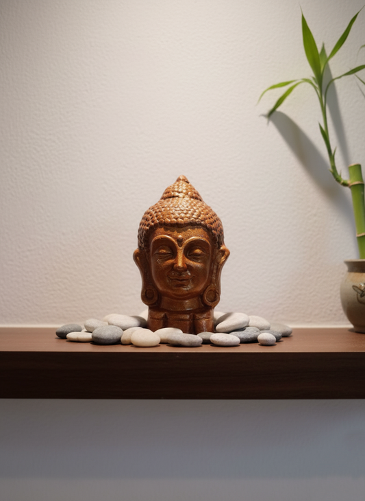 Handmade Terracotta Buddha Head Idol/Showpiece