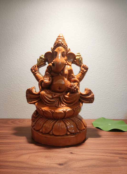 Earthen Clay Ganpati Statue for Home Temple/Decor