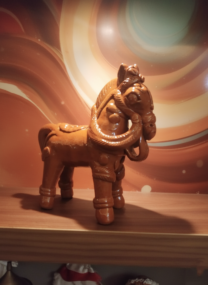 Terracotta Style Horse Figurine