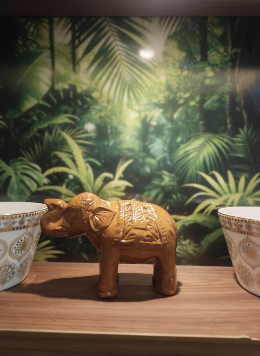 Glossy Brown Decorative Elephant