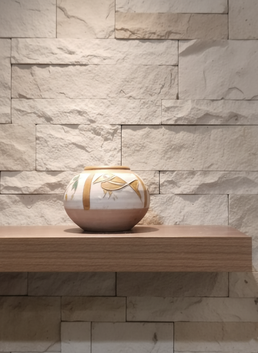 Hand-Painted Terracotta Shelf Pot