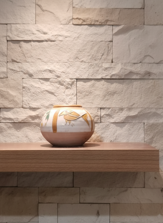 Hand-Painted Terracotta Shelf Pot