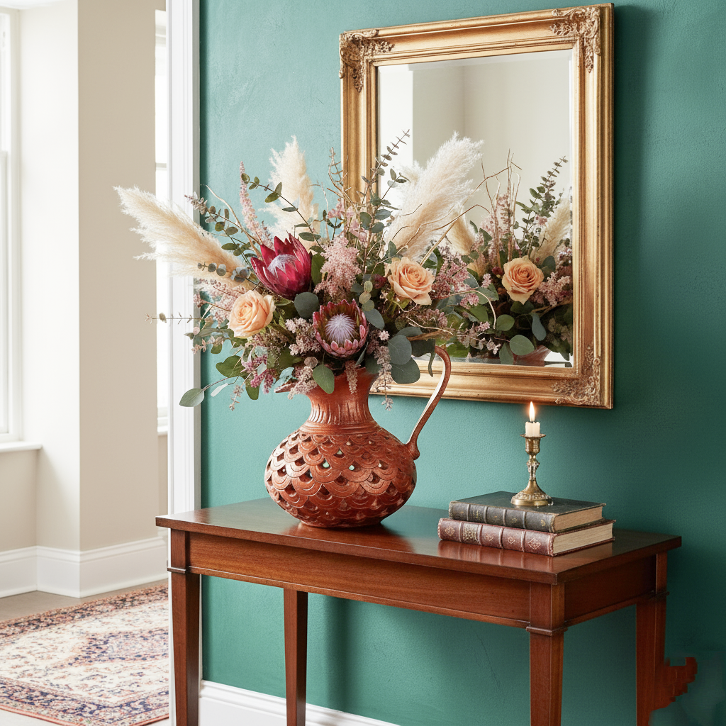 Handmade Terracotta Cutwork Jug | Earthenware Scallop Lattice Pitcher