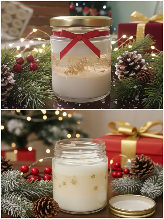 Festive Gold Flake Layered Scented Candle in Jar