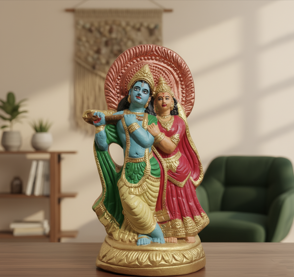 Handmade Terracotta Radha-Krishna Idol - Kerala Earthen Art