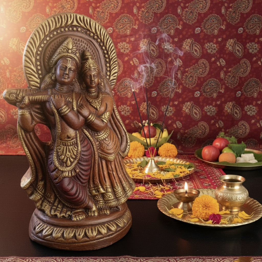 Handmade Terracotta Radha-Krishna Idol - Kerala Earthen Art