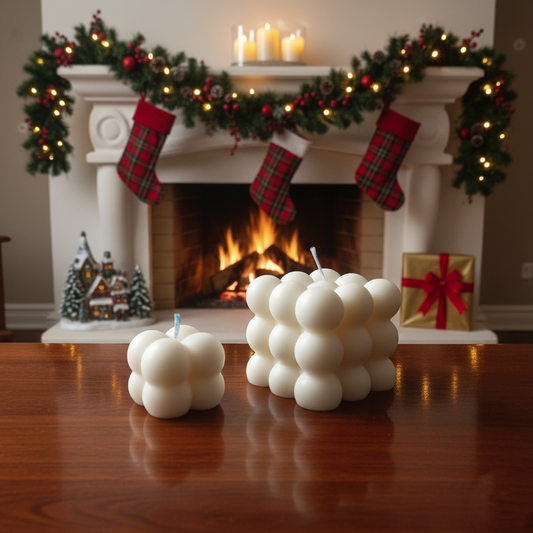 Aura Bubble Cube Candle Set (Duo) (or) Modern Geometric Soy Wax Candle