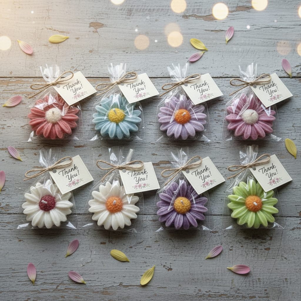 Artisanal Daisy Flower Scented Candles (Return Gift / Party Favor)