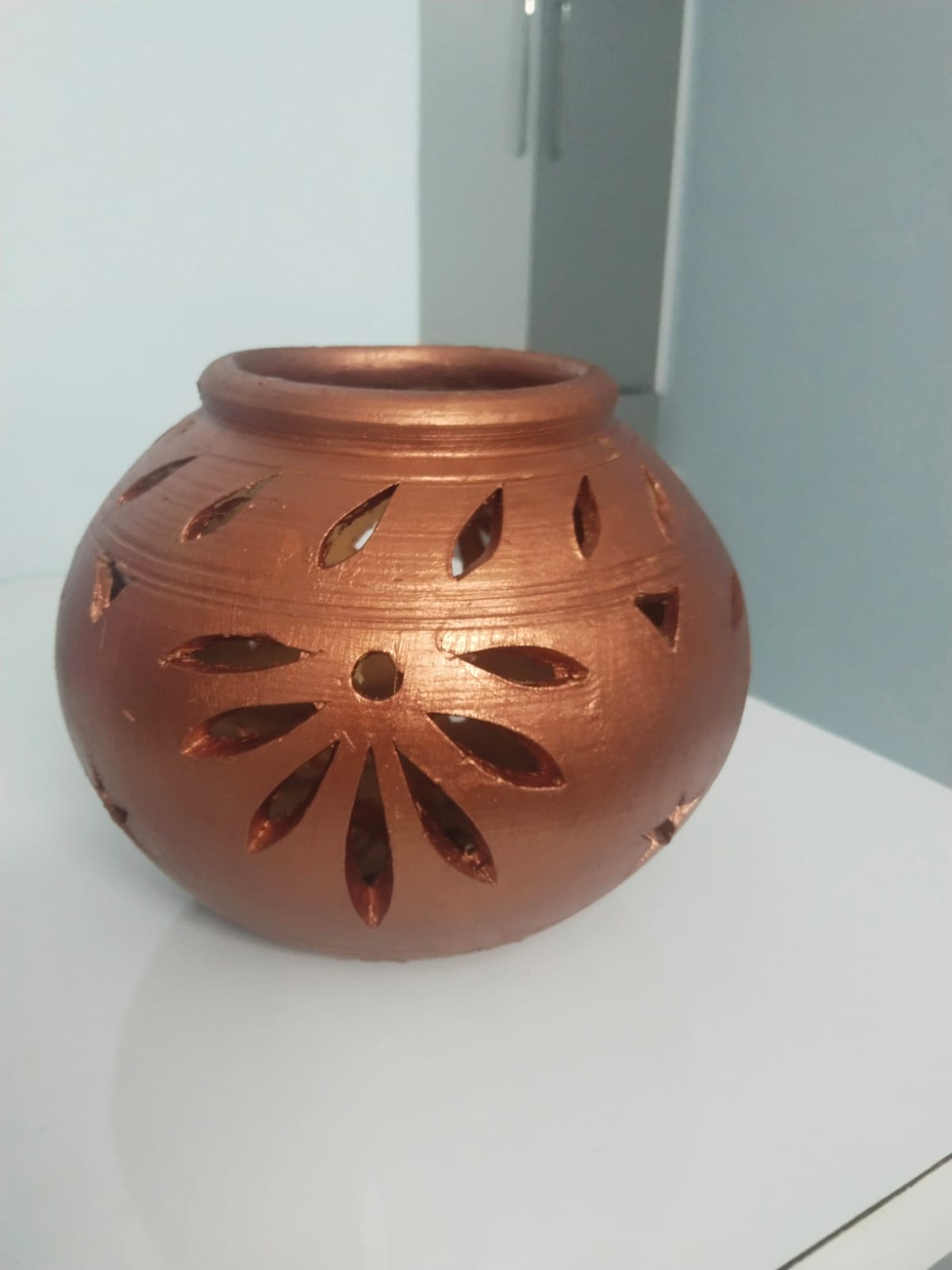 Terracotta Floral Glow Pot