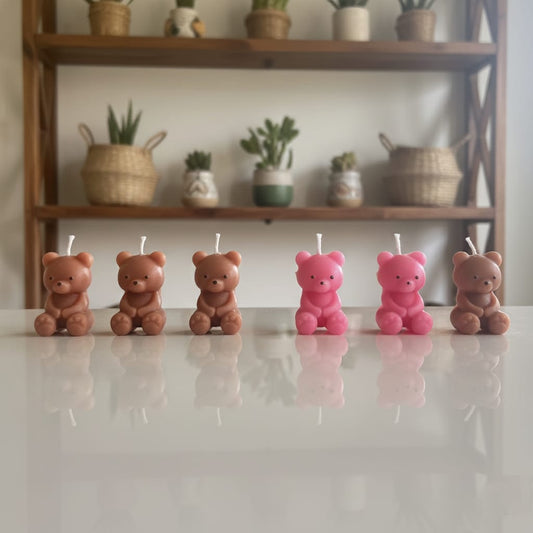 Teddy Bear Earth-Tone Candle Set(PACK OF 3)